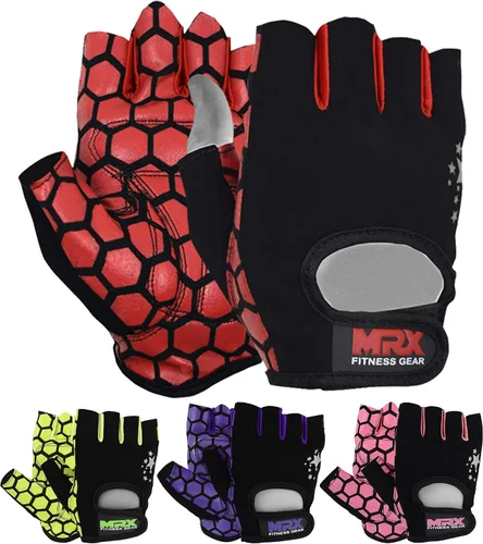 Vista 11 de MRX - Guantes de levantamiento de pesas para mujer, guantes de entrenamiento de fitness, antideslizantes, acolchados, absorción de golpes, agarre