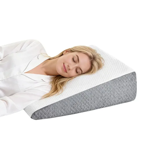 Vista 10 de Almohada de cuña para aliviar el dolor de espalda, almohada de reflujo ácido, almohadas de espuma viscoelástica para dormir, almohada triangular