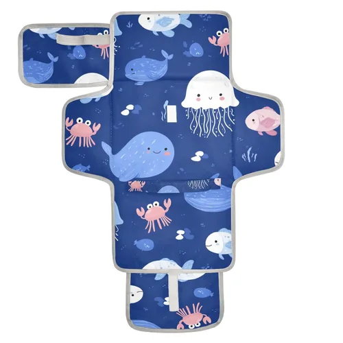 Vista 25 de Cambiador de pañales portátil, cambiador de pañales de viaje, impermeable, plegable, ligero, cambiador de bebé con almohada incorporada, perezosos