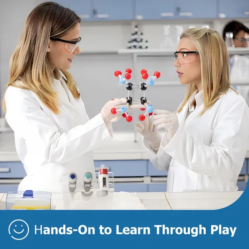 Vista 2 de Kit de modelo molecular YCHOULEK, set de química molecular orgánica de 444 piezas, kit de modelo de elementos atómicos para lecciones de química