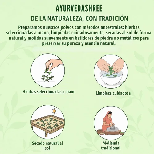 Vista 8 de AYURVEDASHREE Triphala Polvo 200 Gm Combinación de Amla, Haritaki y Bibhitaki Sin OGM Vegano.
