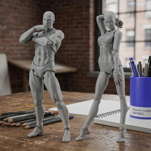 Vista 6 de AXITWXIT Cuerpo Kun Artista Maniquí Figura Suministros de Dibujo Herramientas de Dibujo, Maniquí para Artistas Figuras de Dibujo Modelo para Gris