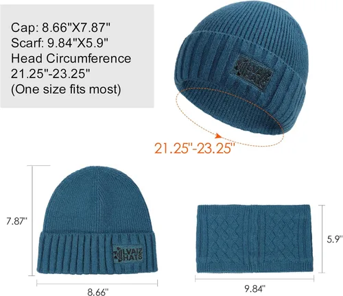 Vista 5 de Conjunto de gorro y bufanda para hombre, gorro de esquí cálido para invierno, gorro de esquí, gorro de calavera, calentador de cuello, polaina