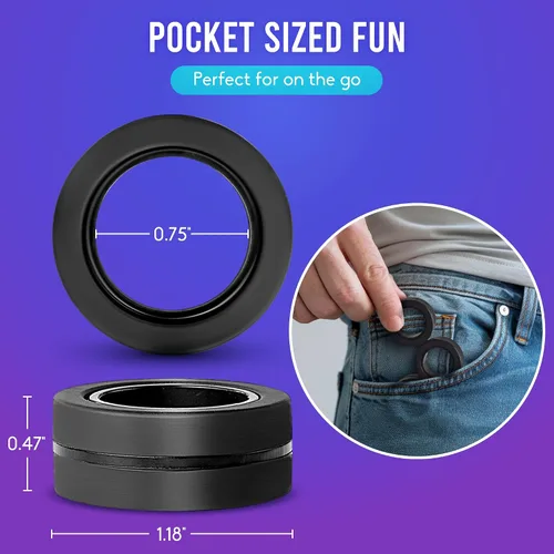 Vista 5 de BunMo Anillos magnéticos negros – Imanes mejorados de grado N45, sin BPA, compacto y silencioso juguete para ansiedad para adultos y adolescentes