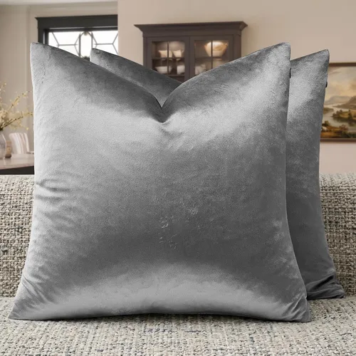 Vista 103 de GIGIZAZA Juego de 2 fundas de almohada doradas de terciopelo de 20 x 20 pulgadas para sofá Almohadas para sofá, tela texturizada suave de 9.88
