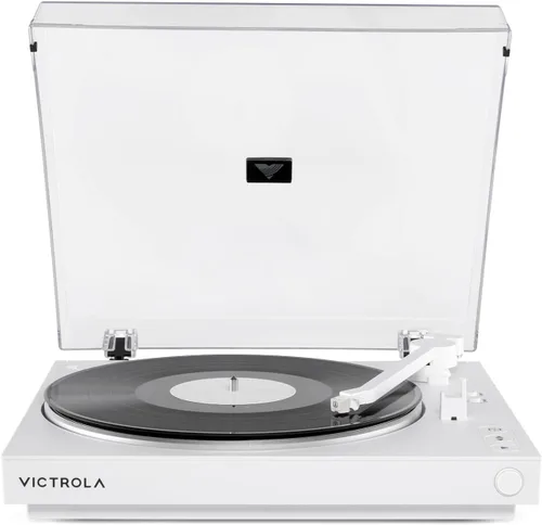 Vista 13 de Victrola - Tocadiscos Bluetooth completamente automático con cartucho Audio Technica ATN3600L y Victrola Tempo – Parlantes de estantería Bluetooth