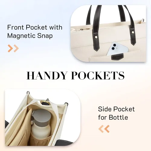 Vista 4 de Missnine Bolsa de lona para laptop de 15.6 pulgadas, bolsa de hombro de trabajo, maletín casual para viajes, oficina, universidad