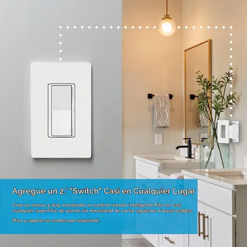 Vista 11 de Lutron Claro Interruptor de luz inteligente para iluminación Caseta, para luces LED, ventiladores, 5 amperios, un solo polo/3 vías, se requiere Negro
