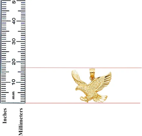 Vista 2 de TGDJ - Colgante de águila de oro amarillo de 14 K