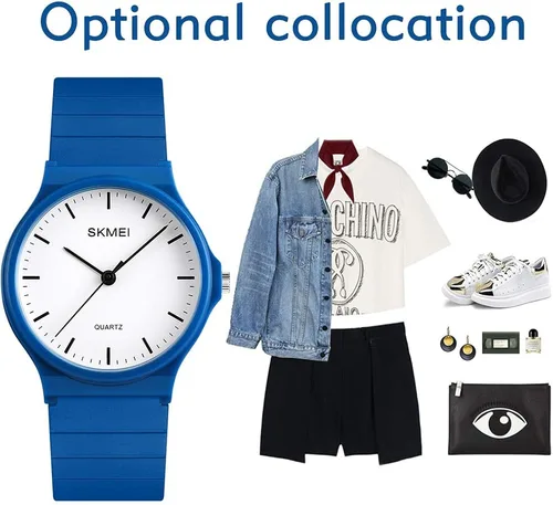 Vista 6 de Reloj de pulsera para mujer, de cuarzo, resistente al agua, de resina, a la moda, informal, para niñas