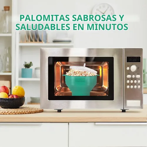 Vista 2 de El Fabricador de Palomitas de Maíz Original Korcci de Silicona para Microondas, Fabricador de Palomitas para Microondas, Tazón Plegable para Hacer