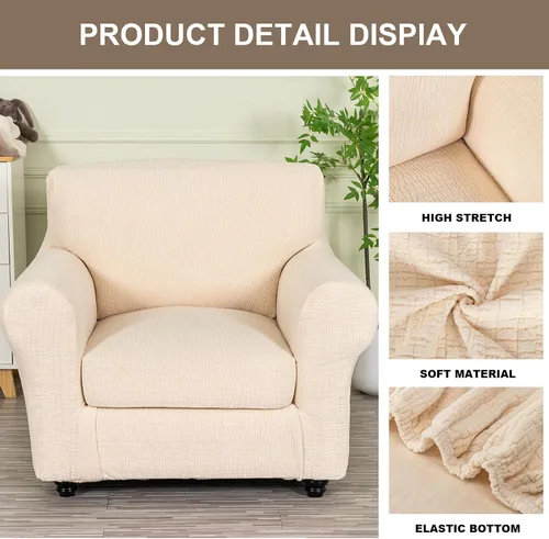 Vista 3 de Eco-Ancheng Fundas para silla, funda de sofá con funda de cojín de asiento separada con parte inferior elástica, 1 funda de asiento con brazos