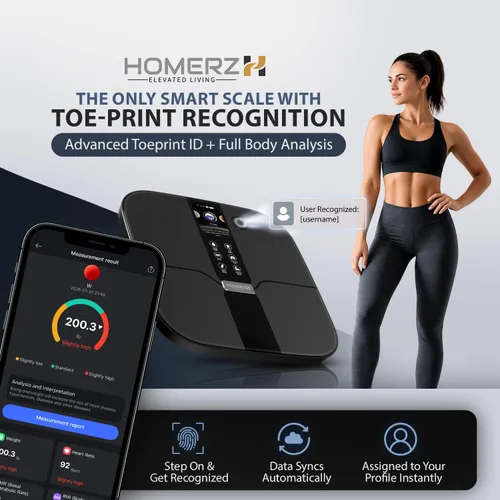 Vista 2 de Homerz Nexa 400 - Báscula de grasa corporal para peso corporal, báscula inteligente con IMC, grasa corporal y masa muscular, báscula de composición