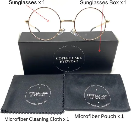 Vista 8 de Coffee Cake Eyewear Lente clara del marco metálico redondo pequeño retro para los hombres y las mujeres sin receta