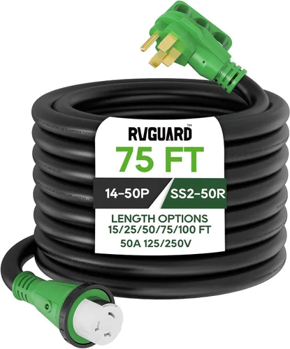 Vista 11 de RVGUARD Cable de alimentación RV de 50 amperios y 15 pies, cable de extensión de generador 14-50P a SS2-50R, cable STW resistente con indicador