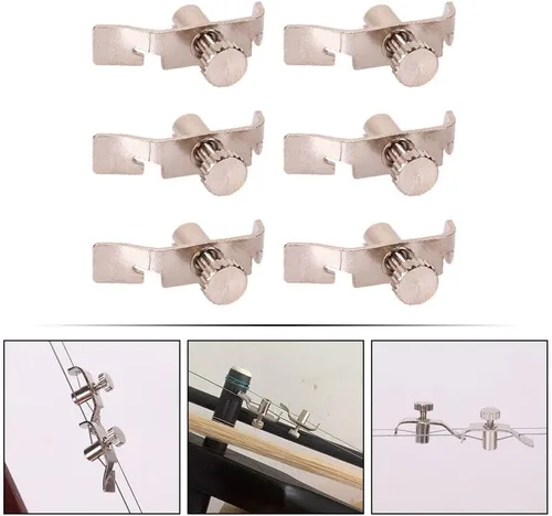 Vista 3 de 6 Uds Erhu Fine-Tuning Strings Erhu String Tuning Tool Violin String Adjuster Erhu Fine Tuner Plata Acero Inoxidable