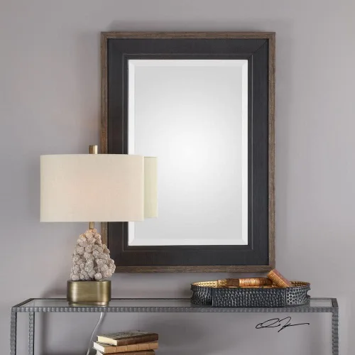 Vista 2 de Uttermost Staveley - Espejo de pared rústico negro de 30 x 42 pulgadas
