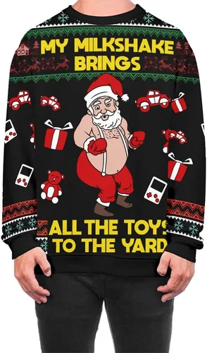 Vista 37 de Sudaderas de Navidad unisex con estampado 3D y cuello redondo, manga larga, suelta, suéter de Navidad