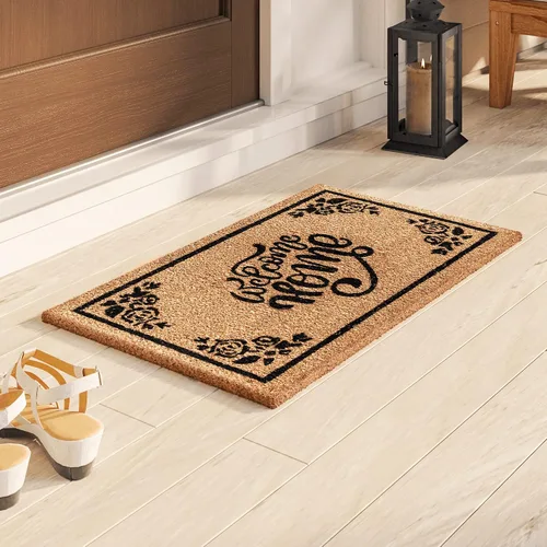 Vista 15 de LuxUrux Alfombra de Fibra de Coco de Bienvenida - Respaldo Extra Resistente, 17'' x 30'' Alfombra Natural para Puerta - Fácil de Limpiar, Hermoso