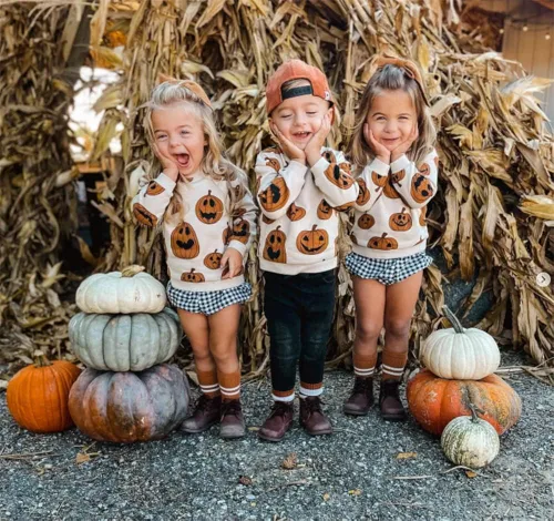 Vista 2 de Conjunto de parche de calabaza para bebé recién nacido y niña de gran tamaño sudadera con capucha