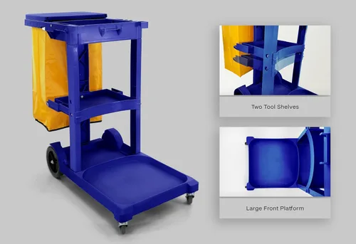 Vista 5 de Carrito de limpieza comercial con bolsa de vinilo AF08170 Azul