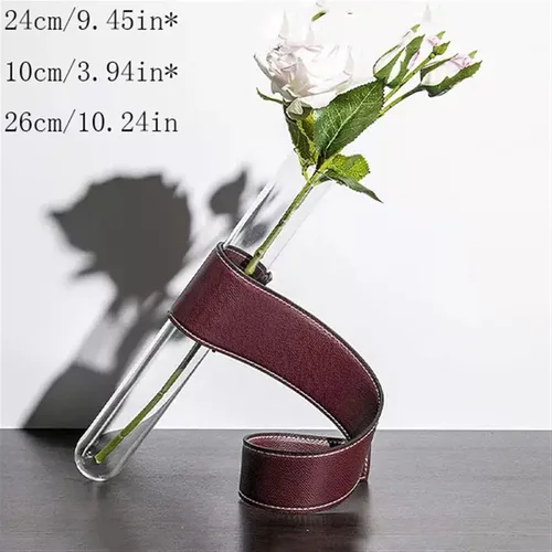 Vista 2 de Florero oblicuo con arreglo floral jarrón de cristal para sala de estar, decoración de mesa de té, flores secas, jarrón de vidrio invertido, arreglo