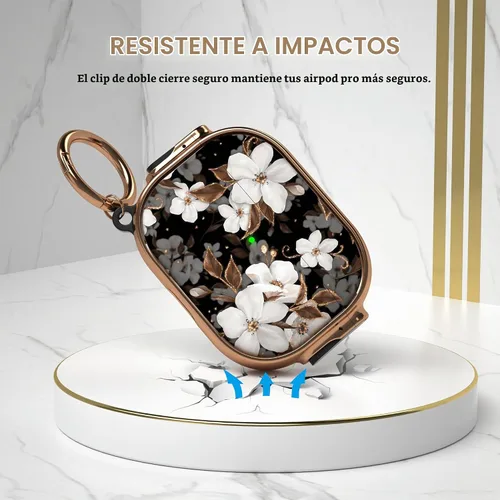 Vista 6 de Funda para AirPods Pro 2/1 con bloqueo de seguridad, compatible con Magsafe Negro + Blanco