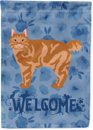 Vista 314 de Caroline's Treasures CK4813CHF - Bandera de bienvenida con gato abisinio azul, manga grande, para porche, para colgar en la pared, poliéster