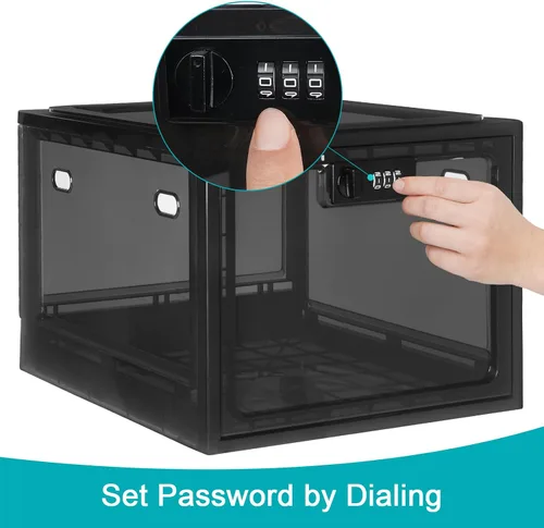Vista 9 de Lalifebuss Cajas de cerradura de combinación para artículos personales, caja de almacenamiento con cerradura para casillero