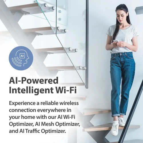 Vista 10 de D-Link Router AX3000 WiFi 6 Mesh - Diseño contemporáneo ecológico - Alto rendimiento - Rico en funciones - Habilitado para IA - Controles parentales