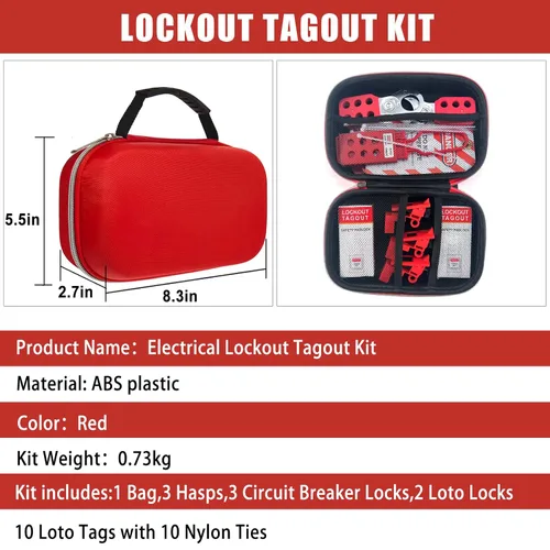 Vista 6 de Kit de etiquetado de bloqueo eléctrico: kits de etiquetas de bloqueo para el cumplimiento de OSHA con cerrojos, cerraduras universales
