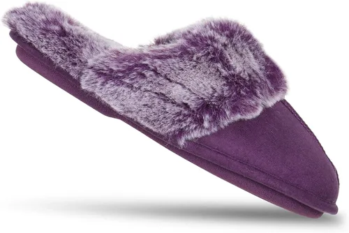 Vista 7 de Jessica Simpson - Pantuflas cómodas de piel sintética para mujer con suela antideslizante y espuma viscoelástica