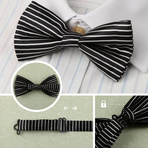 Vista 5 de Dan Smith Silk Blend Bowties For Men 25.6"-Neck-Size Clip-On Adjustable Bundle Pre-Tied Bowties