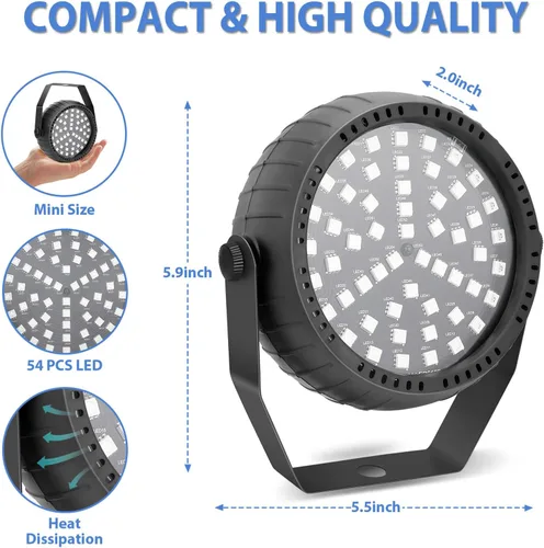 Vista 4 de Telbum luces estroboscópicas, 54 luces LED RGB súper brillantes, luz estroboscópica mini para fiestas, luces estroboscópicas de Halloween