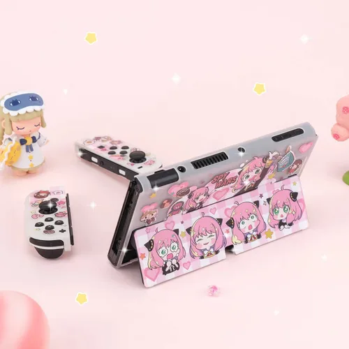 Vista 3 de Eamily Cute SPY FAMILY Case Compatible with Nintendo Switch OLED, Dockable Case Cover, Ergonomic Soft TPU Grip Case for Joycon, Sparkle Skin Set