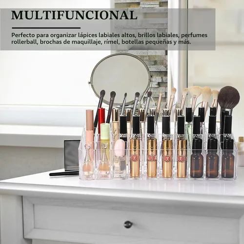 Vista 6 de ELLDOO Rollerball Organizador de perfumes, 44 espacios de acrílico transparente, soporte de almacenamiento de perfume de belleza, soporte