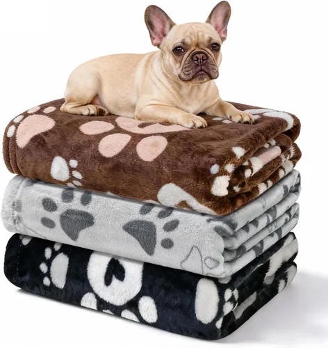 Vista 11 de Manta Suave para Perros para Perros Grandes - Manta Mullida para Mascotas para Gatos y Cachorros, Manta Reversible con Diseño de Huellas de Pata gris