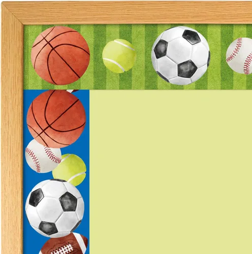 Vista 5 de Ceiba Tree Bordes de tablón de anuncios deportivos, borde recto de doble cara para aula, pizarra blanca, decoración escolar, suministros