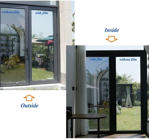Vista 4 de HOHOFILM Película autoadhesiva para ventana, película de espejo unidireccional, privacidad diurna, control de calor, anti UV, tinte de ventana