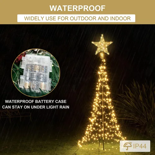 Vista 4 de YAUNGEL Estrella para la Copa del Árbol de Navidad, Estrella para la Copa del Árbol con 40 LED y Control Remoto Operado por Batería Luces Cálidas