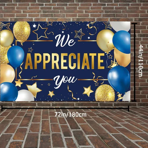 Vista 4 de Cartel de fondo con texto en inglés "We Appreciate You", decoraciones de fiesta de agradecimiento con texto en inglés "We Appreciate You", pancarta