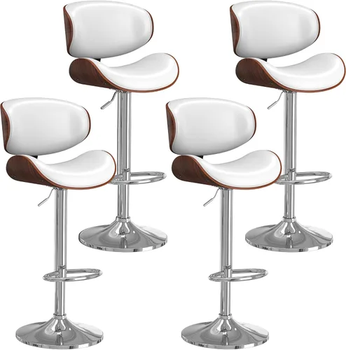 Vista 27 de YaFiti Taburetes de bar modernos giratorios, taburetes de bar altura de mostrador con respaldo para bar, cocina, comedor, color marrón