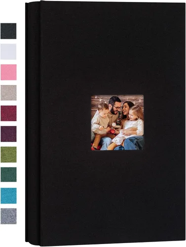 Vista 27 de Mublalbum Álbum de fotos pequeño de 4 x 6 pulgadas, 100 fotos, cubierta de lino, libro de fotos con bolsillos horizontales para boda, aniversario