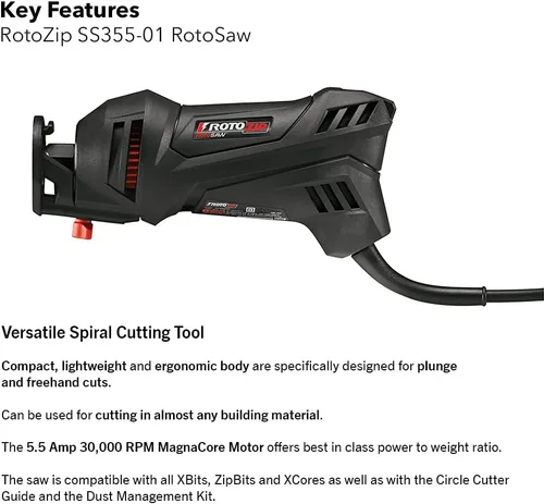 Vista 2 de Rotozip ss355 – 10 5,5 Amp alta velocidad espiral sistema de sierra con 2 accesorios