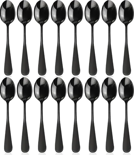 Vista 7 de 8pcs Demitasse Espresso Cucharas, 4.9 pulgadas de acero inoxidable Mini cuchara de café cucharas pequeñas para postre (negro)