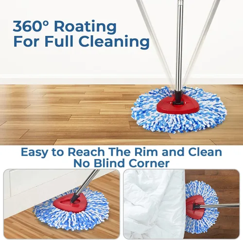 Vista 4 de Matthew Cleaning - Juego de 3 cabezales de repuesto de microfibra azul compatible con EasyWring Spin Mop Reemplazar la cabeza EasyWring de alta