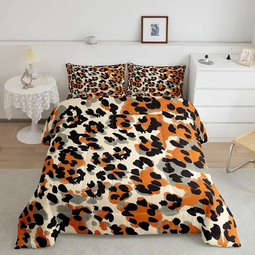 Vista 17 de Feelyou Juego de edredón de animales de la selva para todas las estaciones, juego de ropa de cama con 1 funda de almohada de microfibra de elefante