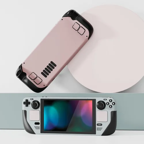 Vista 4 de PlayVital Juego completo de calcomanías protectoras para Steam Deck LCD, calcomanías personalizadas para cubierta de vapor OLED, serie pálida, gris