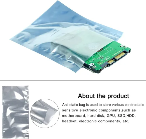 Vista 3 de Bolsas antiestáticas de protección ESD reutilizables, [para dispositivo electrónico GPU disco duro SSD HDD placa madre] - 8 x 24 pulgadas/10