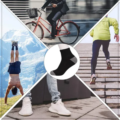 Vista 6 de COOVAN 12 Pairs Mens Cushion Ankle Socks Men 12 Pack Low Cut Comfort Breathable Casual Socks